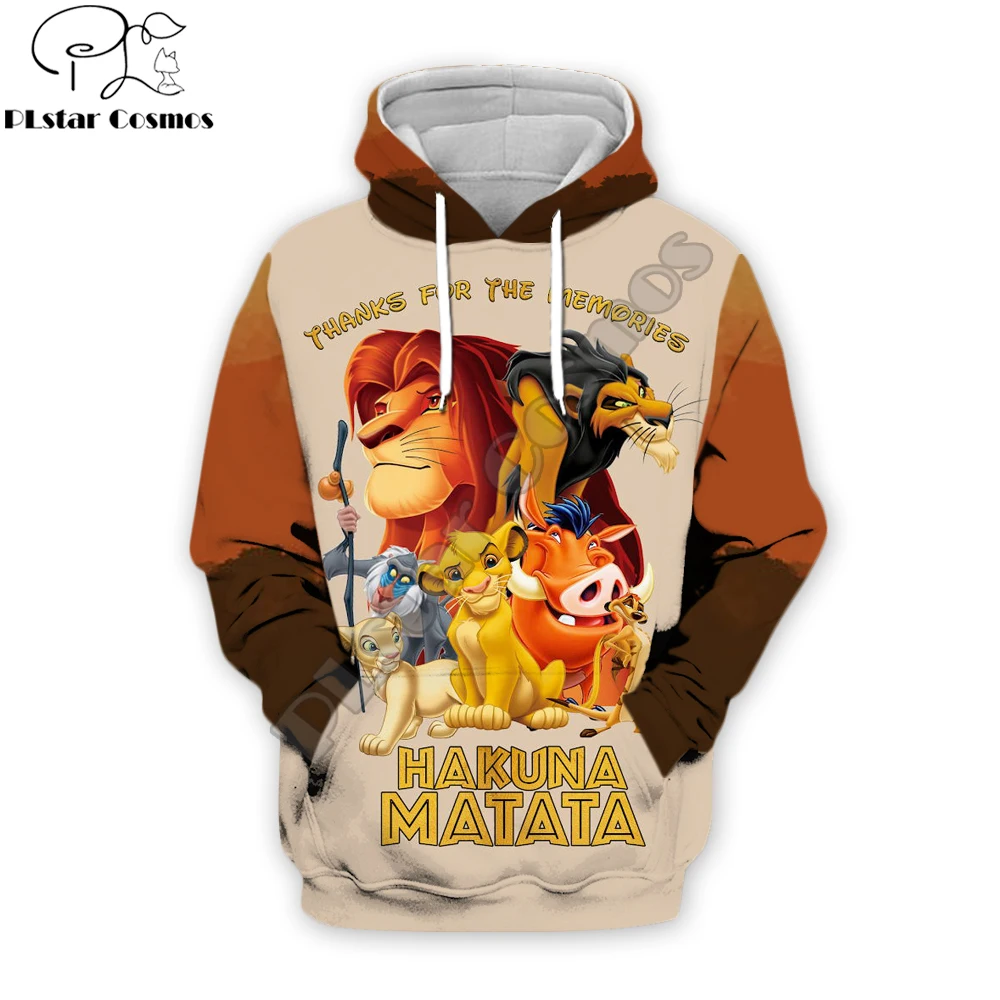Толстовки с капюшоном в стиле Харадзюку, Король Лев, Simba и рафики, 3D принт, для мужчин и женщин, уличная Толстовка/толстовка с капюшоном, sudadera hombre
