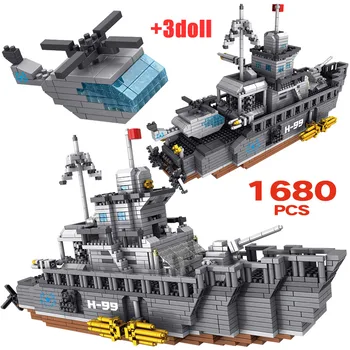 

1680PCS Army Warship Mini Bricks Destroyer Ship Aircraft Carrier Military 3D DIY Diamond Building Blocks Model Figures Toys Kid