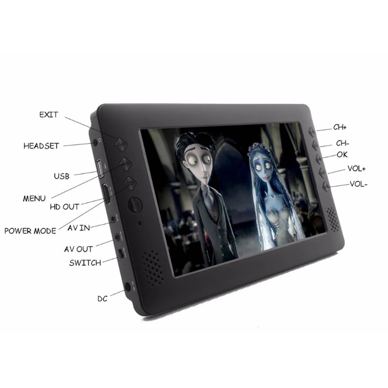 Портативный 9 дюймов H.265 Wifi Dvb-T2 цифровой видео плеер Hdmi в автомобиль цифровой ТВ Поддержка U диск Ac3 Dolby