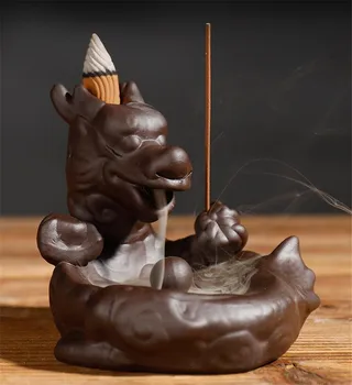 

Loong Incense Burner Ceramic Waterfall Backflow Censer Holder Home Office Car Decoration Aromatherapy Stove