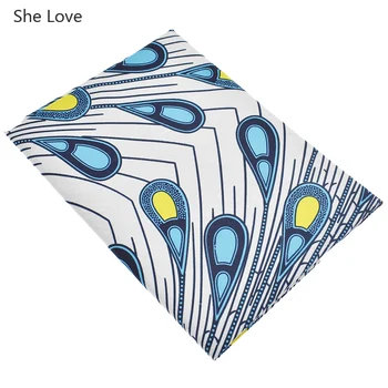 

She Love 1Yard/lot Colorful Waterdrop Ankara African Polyester Wax Prints Fabric For Women Dess Party Home Decor Materials