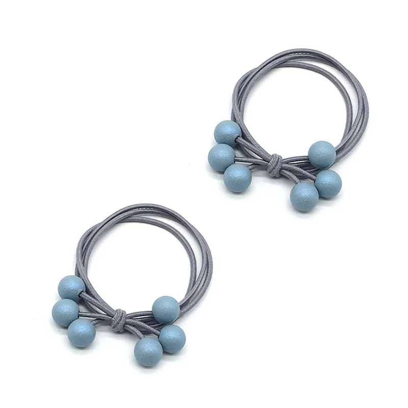 2pcs blue 2/4 шт. резинки для волос 5 см три линии шесть эластичная резинка бусинки для милых девушек кольцо галстук женский Хвостик Держатель Аксессуары для ванной комнаты Головные уборы - Цвет: 2pcs blue