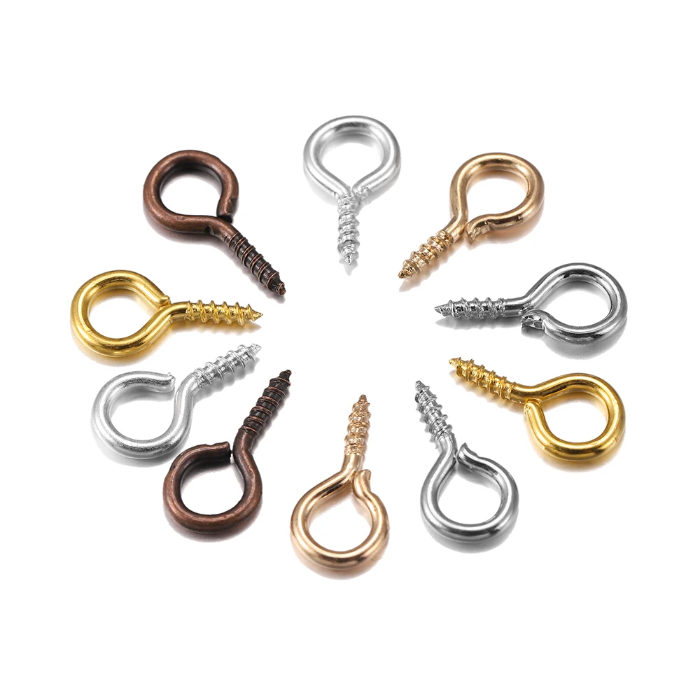 200 stücke Kleine Tiny Mini Auge Pins Eyepins Haken Ösen Schraube Gewinde Verschlüsse Haken DIY Für Schmuck Machen Zubehör Großhandel – Detail 4