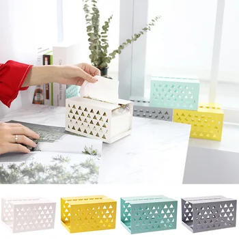 

Wrought Iron Geometric Tissue Box Cover Rectangular Metal Tissue Box for Paper Facial Tissues Tissue Box Hold