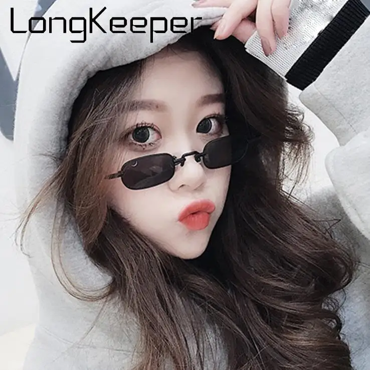 

LongKeeper Vintage Punk Sunglasses Women Classic Rectangle Sun Glasses Men Small Metal Frame Eyewear Red Pink Yellow Oculos