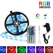 5 м RGB светодиодный светильник 12 В постоянного тока адаптер питания 5050 SMD диод RGB лента водонепроницаемый гибкий светодиодный светильник 30D/M с пультом дистанционного управления