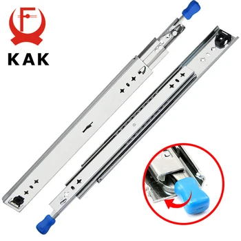 KAK Runner per cassetti da 10" - 50" con cuscinetto a sfera con serratura Tre pieghe Estensione completa Scivolo per cassetti per carichi pesanti Hardware per binario largo 53 mm 1