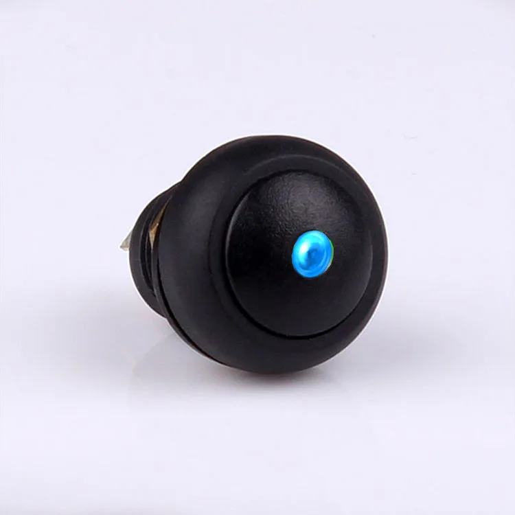 dot led 5A 250VAC Factory Supply black latching self locking or momentary 12mm IP67 LED Water Resistant Button Electric Switch |