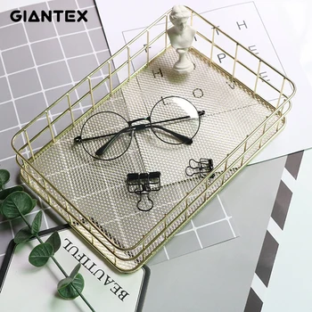 

Iron Storage Basket Nordic Cosmetic Storage Box Desktop Snack Basket Mask Storage Basket Sundries Box Decoration Organizer
