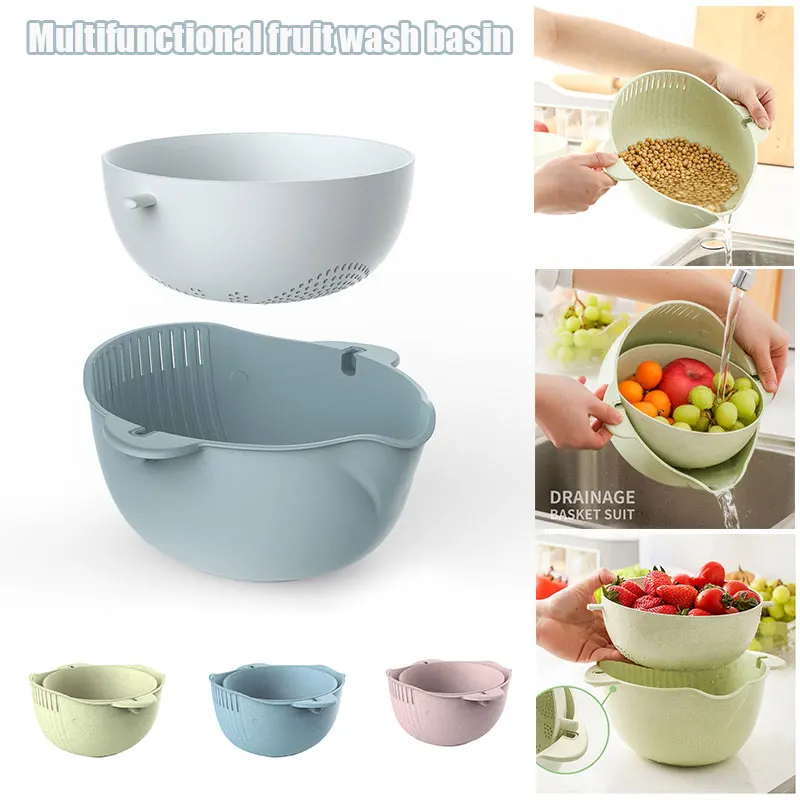 Multifunction kitchen Strainer Double Layer Drain Basket Wash Bowl