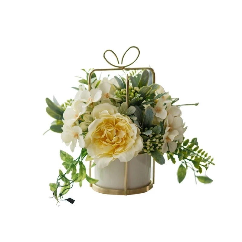 

European Style Hybrid Carnation Rose Hydrangea Pink Peony Table Setting Indoor Home Decoration Potted Flowers Free Shipp