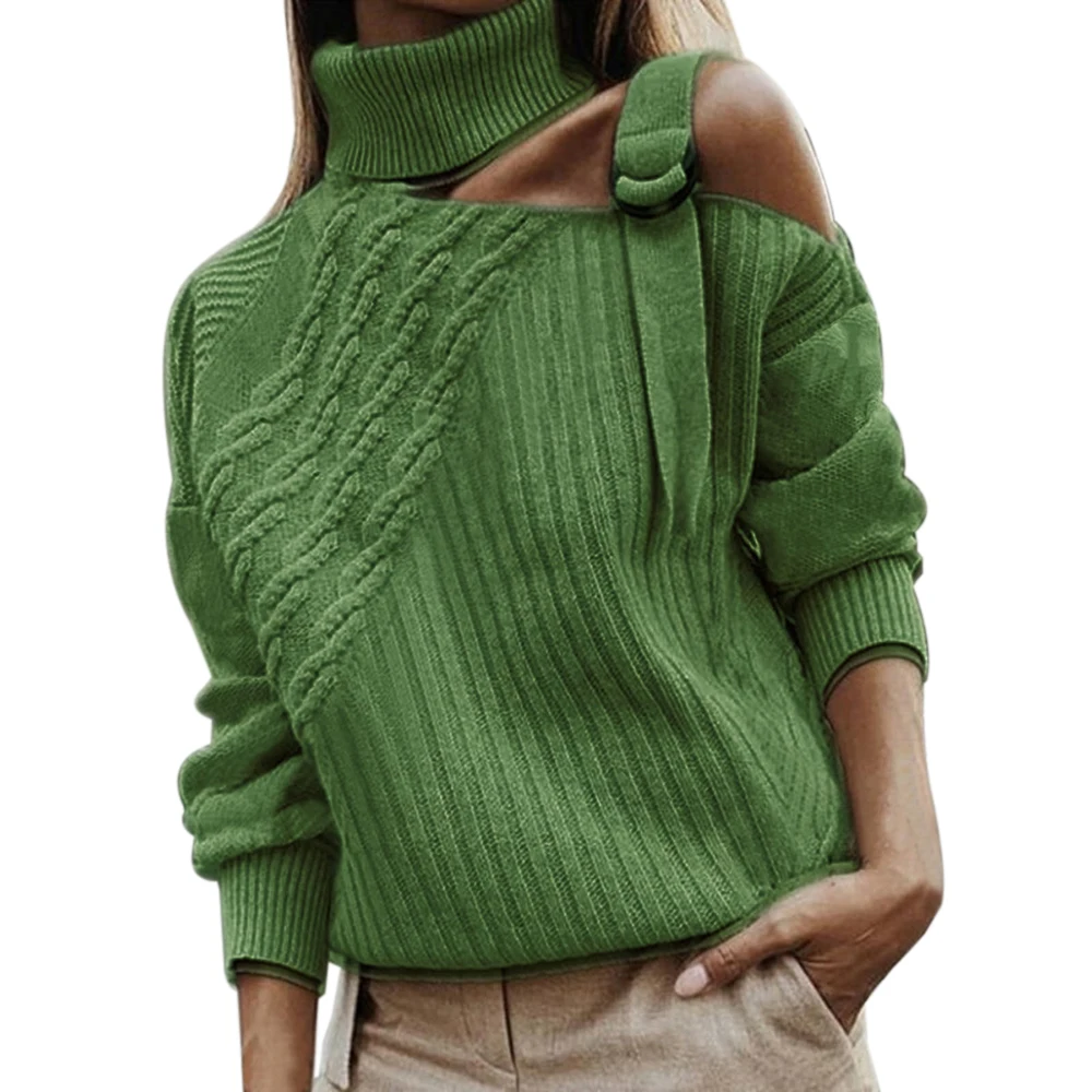Лоскутные свитера для женщин, сексуальная водолазка с открытыми плечами, теплые осенне-зимние пуловеры с длинным рукавом, вязаный свитер в рубчик - Цвет: B