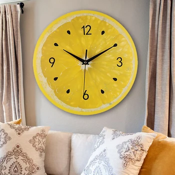 

Nordic Style Simple Fresh Creative Pattern Wall Clock Home Decoration Wooden Wall Clock Orange Watermelon And Tangerine Fruit