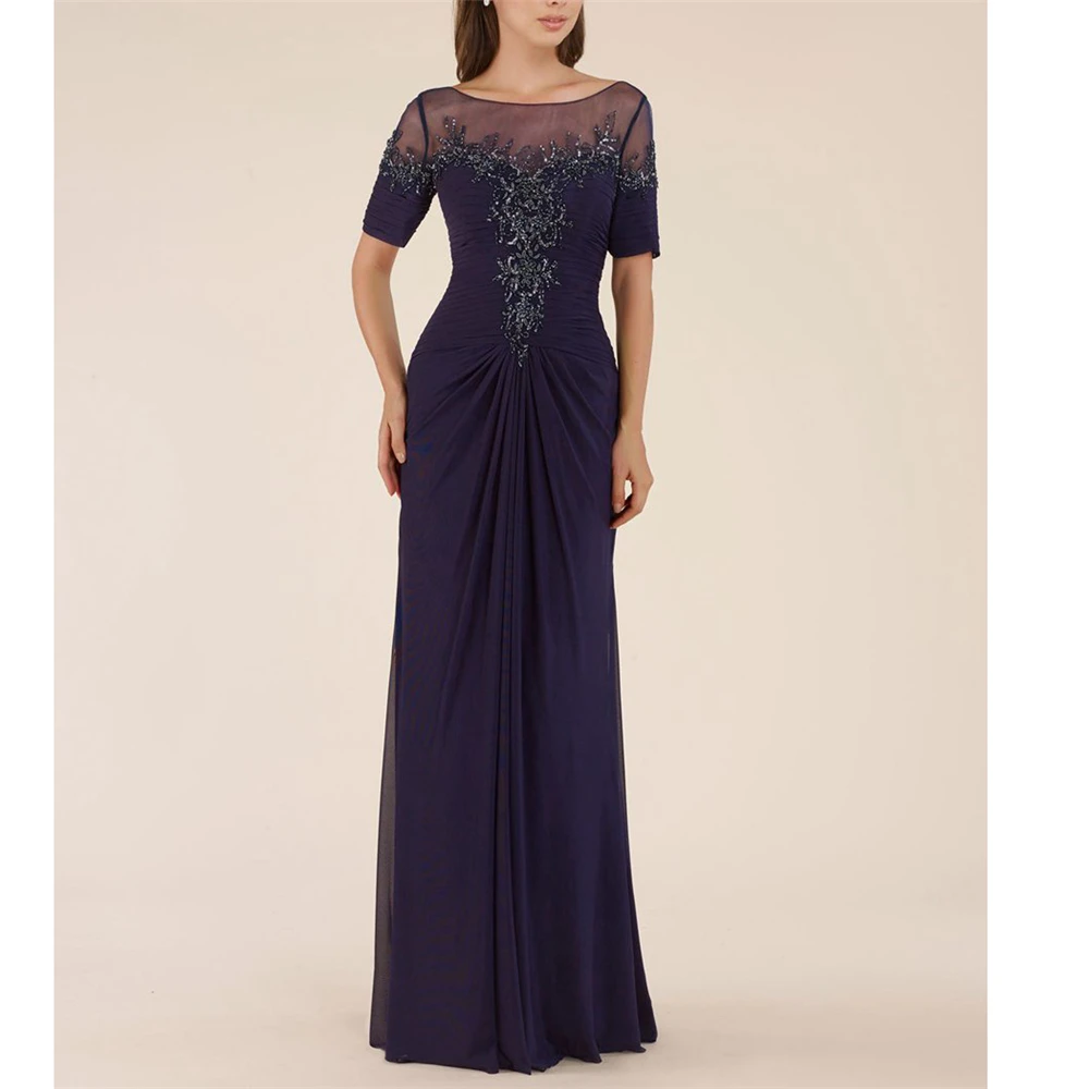 Уникальное Фиолетовое шифоновое платье Vestidos Para Madrinhas De Casamento с оборками, длинное шифоновое платье-футляр для матери невесты