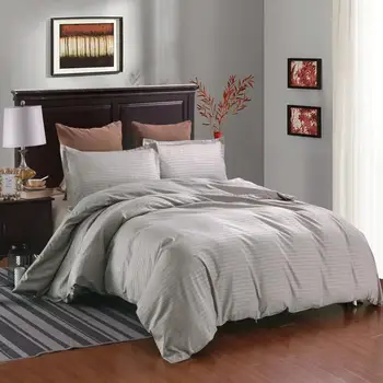 

JUSTCHIC 6 Solid Color Hotel Hospital Home Textile Satin Strip Quilt Cover Pillowcase Bedding Set (without bed sheet) 3pcs