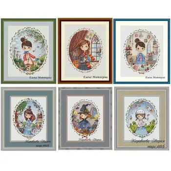 

Girls series cartoon patterns Counted Cross Stitch 11CT 14CT 18CT DIY Chinese Cross Stitch Kits Embroidery Needlework Sets