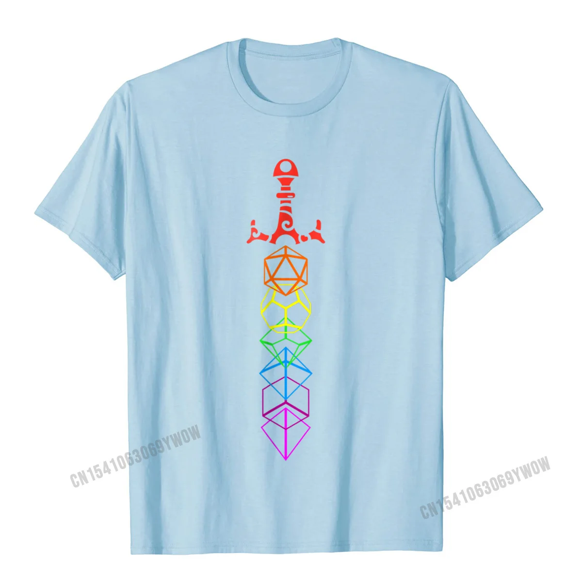 Customized Summer/Autumn Pure Cotton Round Neck Tops Shirt Short Sleeve Fitness Tight Tops Tees Plain Normal T Shirt Nerdy Dice Sword for RPG Gamers Shirt__1048 light