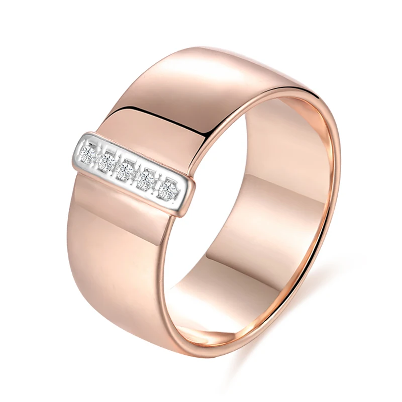 Fj 11Mm Uomo Donna Una Fila Di Zirconi Cubici 585 Fedi Nuziali Color Oro Bianco Rosa