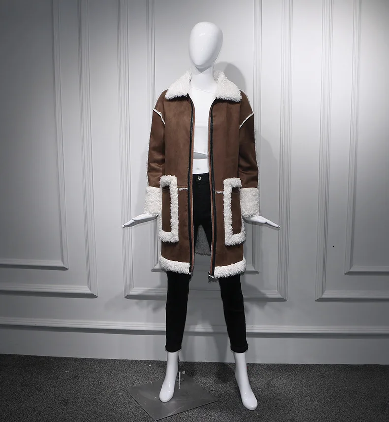 new autumn and winter fashion women coats turn-down collar fur sleeves PU Velvet skin zippers cotton padded coat L839