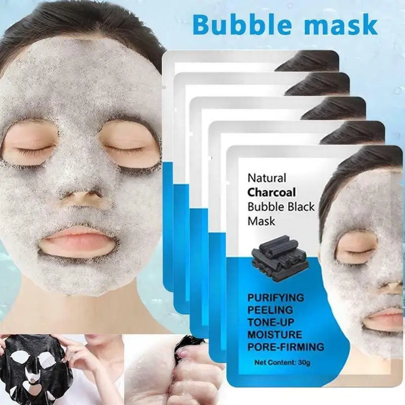

Natural Detox Oxygen Charcoal Bubble Black Sheet Mask Oil Control Face Mask Blackhead Removal Korean Facial Mask Skin Care Mask