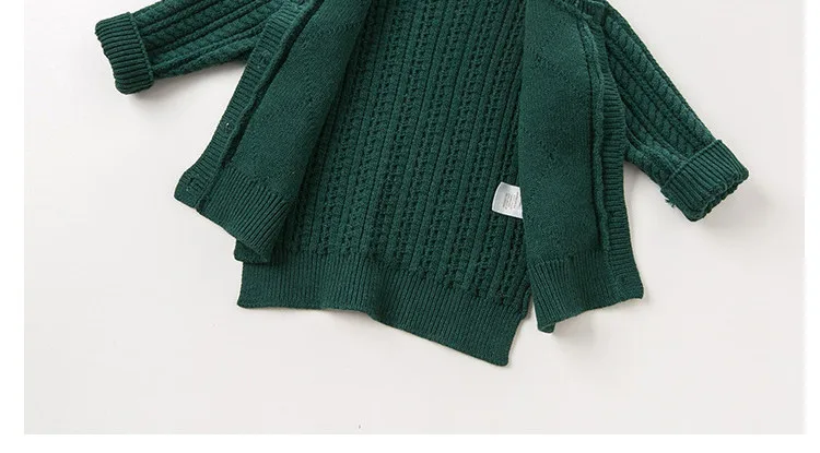 DBJ11569-1 dave bella/осенний Модный Зеленый однотонный кардиган для маленьких девочек, Детское пальто для малышей, Детский милый вязаный свитер