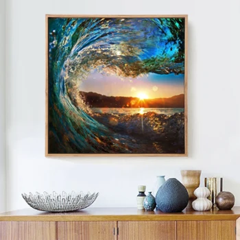 

Diamond Mosaic Scenery 5D DIY Diamond Painting Cross Stitch Sunset Embroidery Sea Wave Handicraft Picture Rhinestone