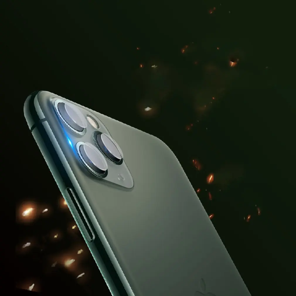 Metal Frame + Tempered Glass Back Full Cover Camera Lens Ring For iPhone 11 Pro Max Screen Protector Rear Protection Ring Case