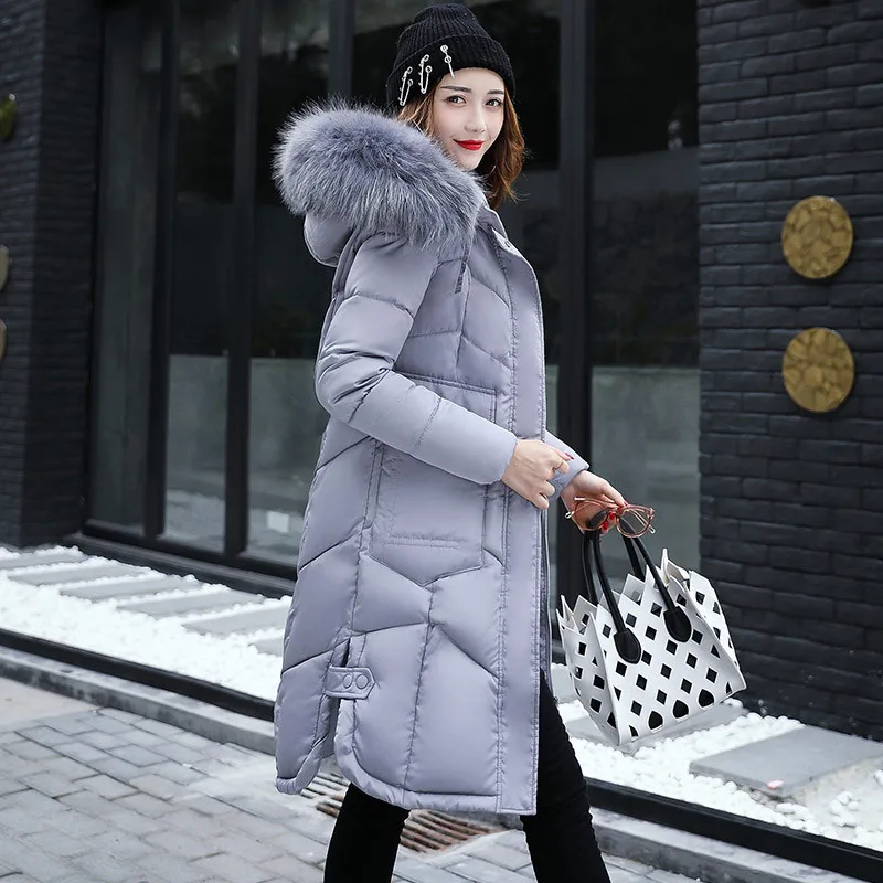 Best 2019 winter women hooded coat fur collar thicken warm long jacket female plus size 3XL outerwear parka chaqueta feminino M318