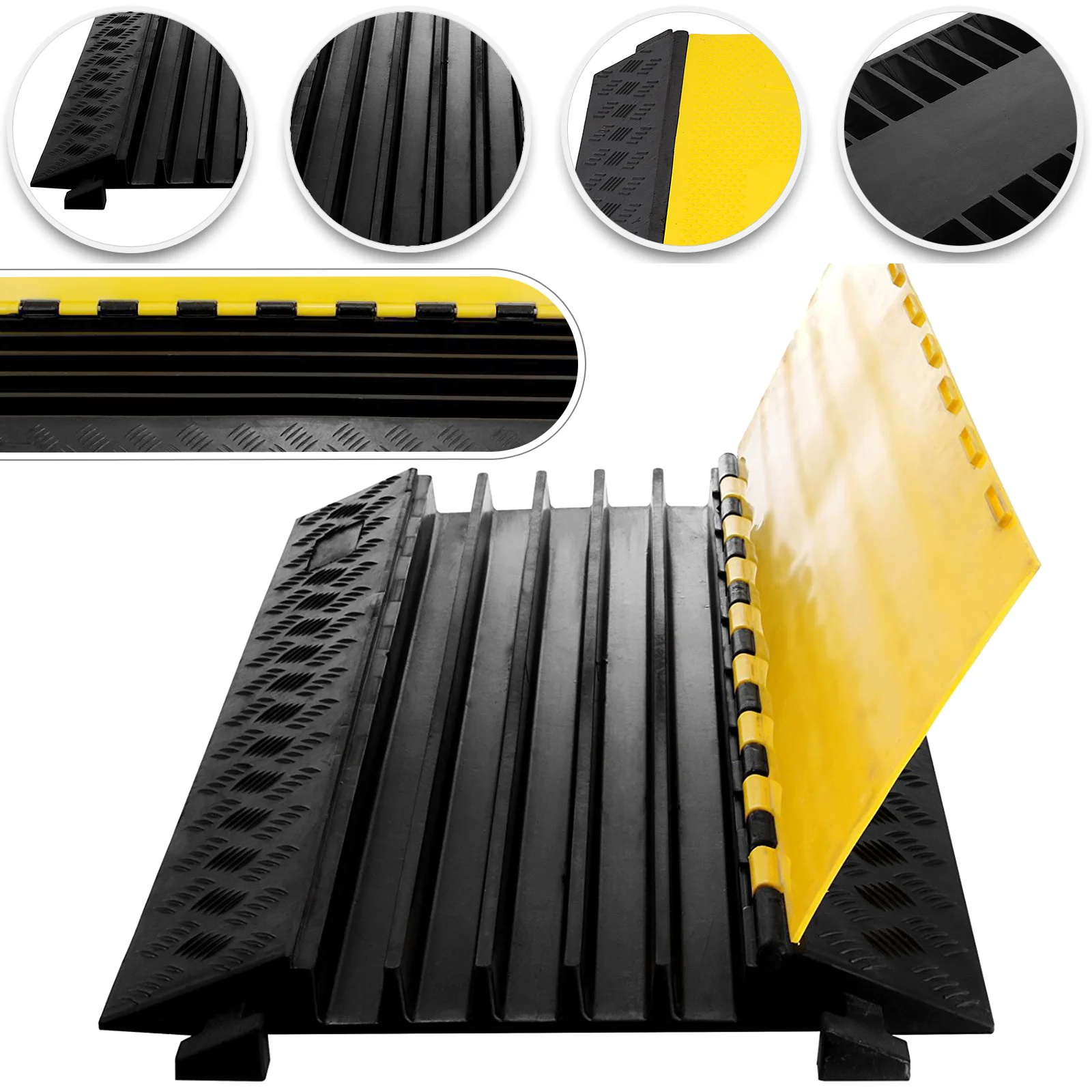 VEVOR 5 Channel Cable Protective Wire Cord Ramp Driveway Rubber Traffic
