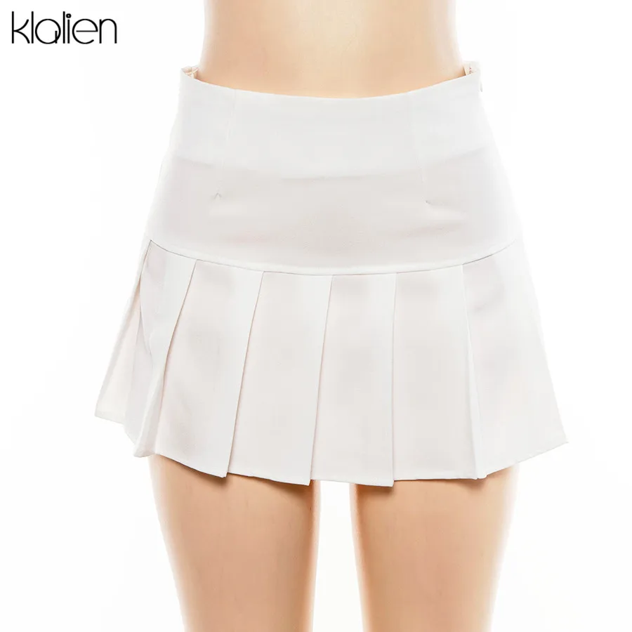 Klanien женские привлекательные супер шорты классические белые плиссированные мини юбки с высокой талией вечерние клубная одежда популярная Осенняя модная одежда