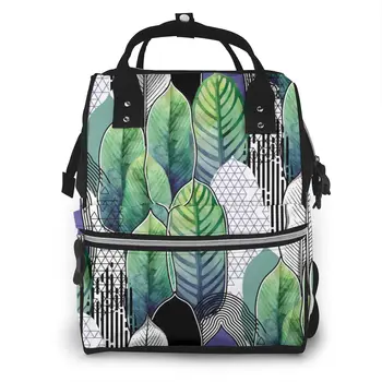 

Exotic Heliconia Leaves Nappy Backpack Mummy Bag Large Capacity Mom Baby Multi-function Waterproof Outdoor Travel Diaper Bags