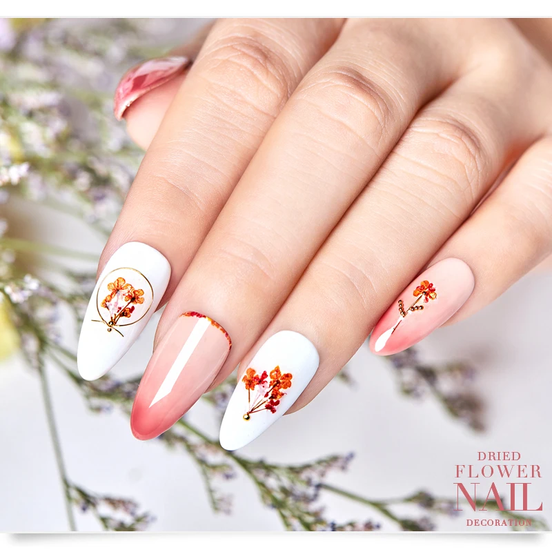 Четыре лилии смесь сушеных цветов лист украшения ногтей ювелирные изделия натуральный цветочный стикер 3D сухая красота наклейки для ногтей УФ Гель-лак