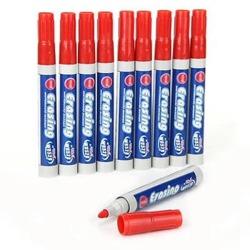 

10 PCS Erasable Whiteboard Marker Red Pencil For Office Home School