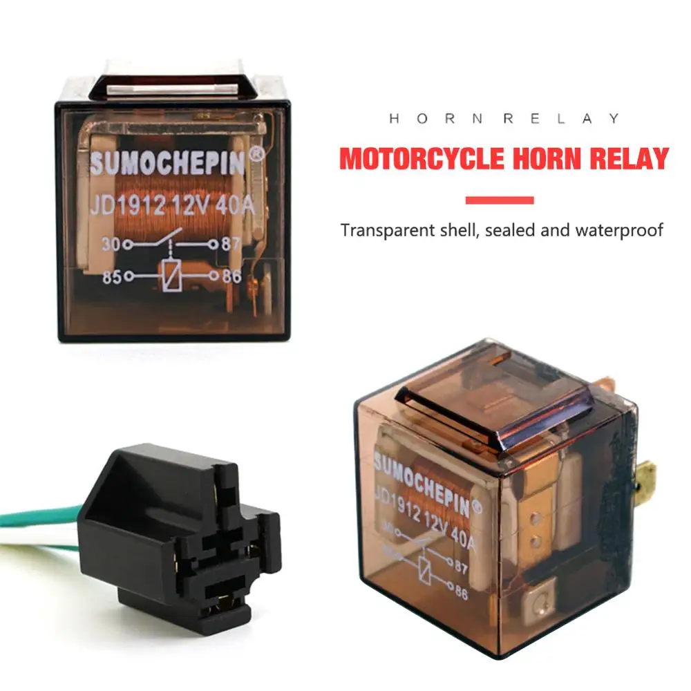 Car Motorcycle 12V Horn Wiring Harness Relay With Ceramic Socket Kit