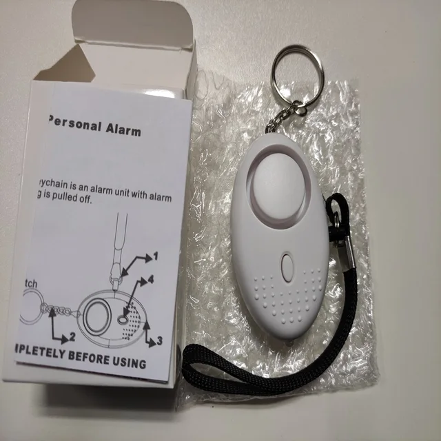 Portable Self Defense Alarm 130DB Personal Security Alarm Keychain With LED Lights Emergency Safety Alarm For Women, Men, Child white