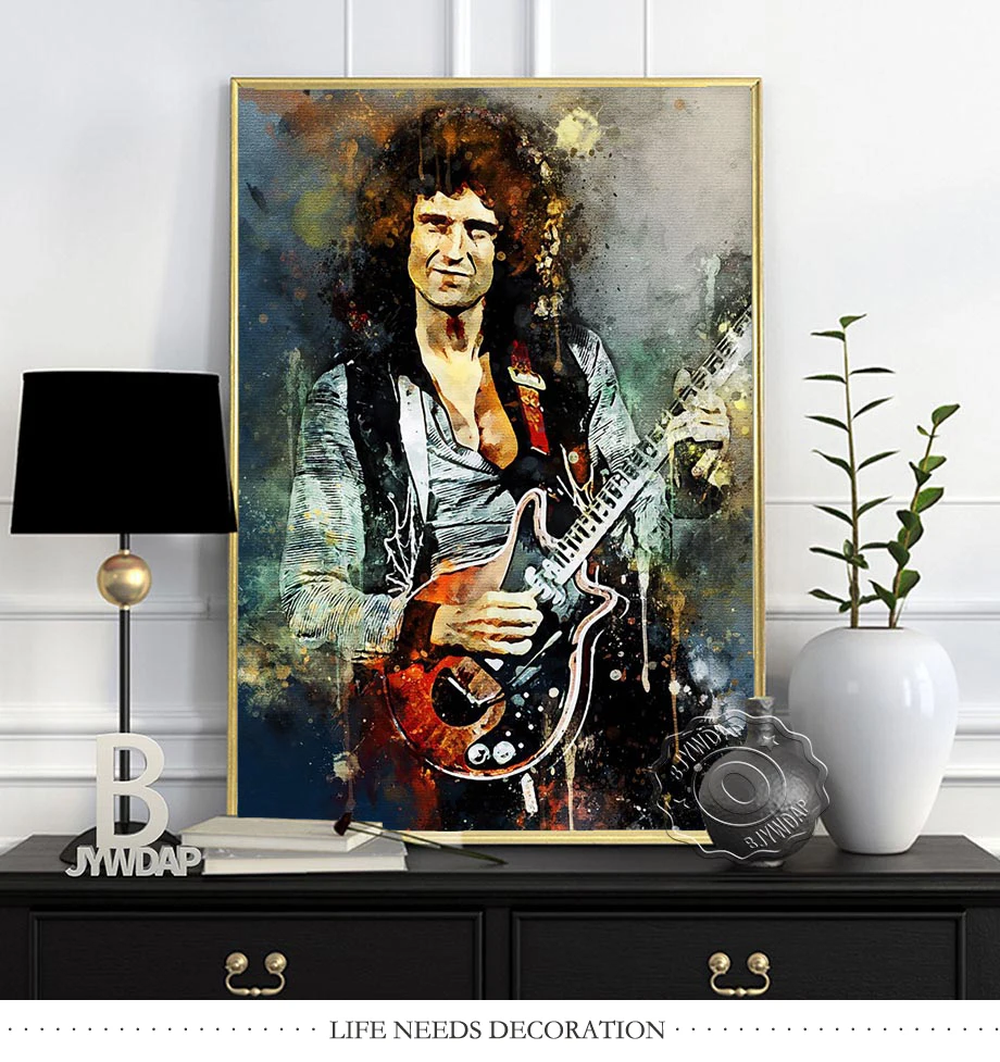 Rock Star Alvin Lee Dark Bg Alex Scolnick Vintage Bob Dylan Guitarist Neo-Expressionism Poster, Fashion Singer Home Wall Decor