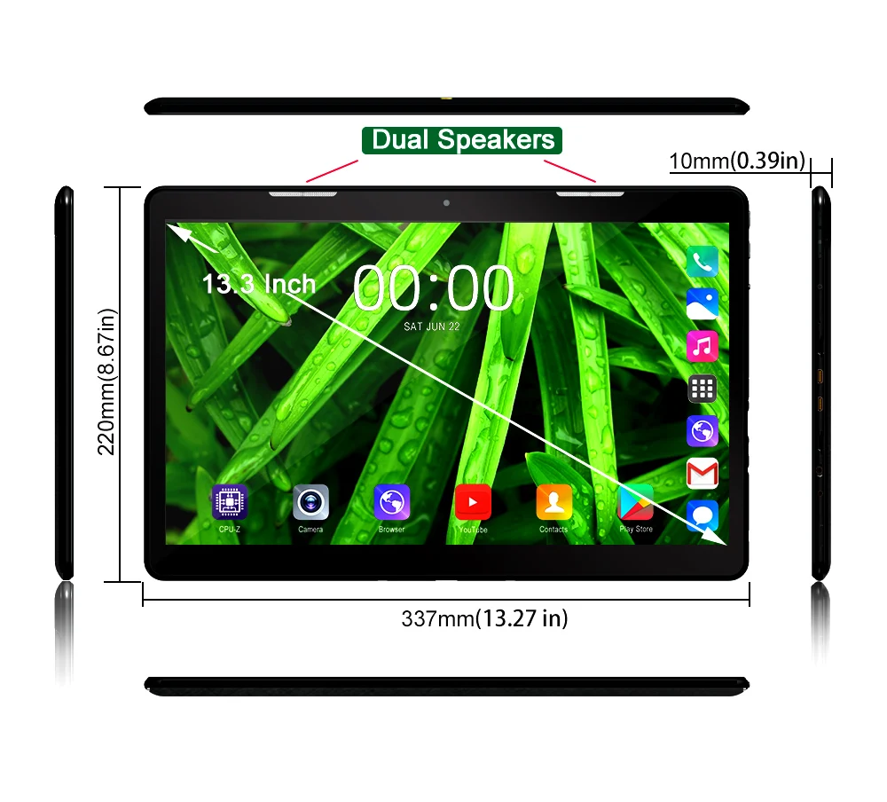 Дизайн 13,3 дюймов Android 7,0 4G Lte планшетный ПК разрешение 1920x1080 FHD 3 ГБ ОЗУ 64 Гб ПЗУ Двойной Wi-Fi 2,4G/5G планшеты 10 10,1