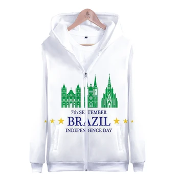

Brazil September 7 Brazil Independence Day National Holiday Print 3D Zipper Hooded Sweatshirt Men/Women Casual Zipper Clothes