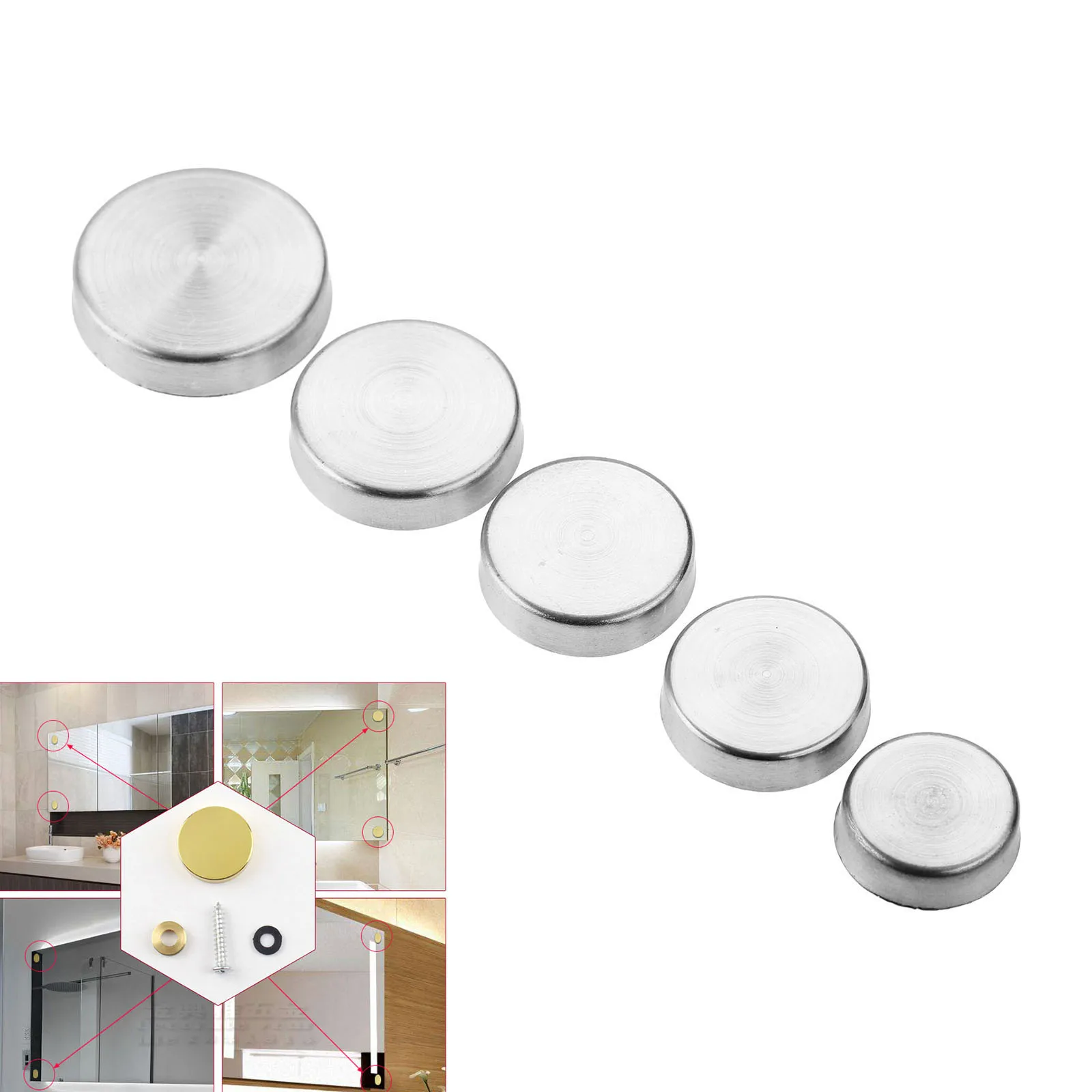 20Pcs Stainless Steel Decorative Mirror Screw Cap Nails Covers Fasteners & Hooks Furniture Hardware 16/18/20/22/25mm | Обустройство