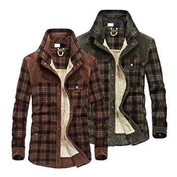 

Newly Men Jackets Winter Warm Shirt Long Sleeve Thicken Plaid Pattern Casual for Outdoor FIF66