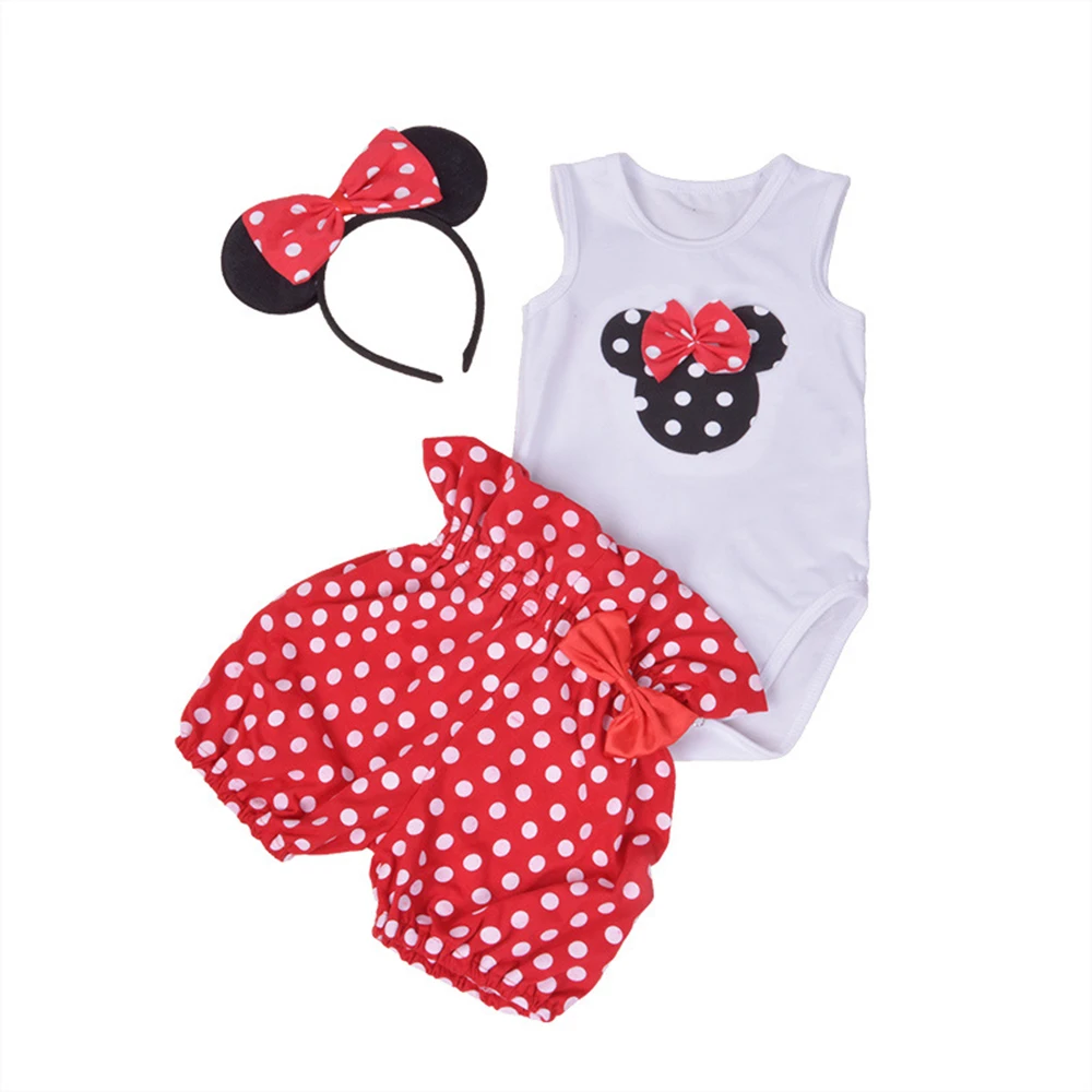 Brand Baby Romper Set Sleeveless Baby Girl Clothes Summer Baby Outfit+Bloomers+Headband 3pcs Conjuntos Infantis Menina Clothes