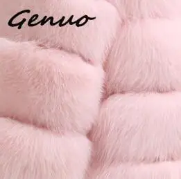 Pink Genuo зимний жилет из искусственного меха для женщин длинный Однотонный женский жилет из искусственного лисьего меха квалифицированное теплое пальто - Цвет: Pink