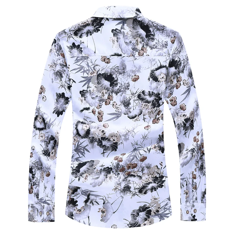 Men'S Fashions 2019 Autumn Spring Clothes Shirt Long Sleeves Big Size M-5XL 6XL 7XL Hawaiian Beach Casual Floral Shirt For Man