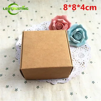 

Leotrusting 50pcs 8*8*4cm Brown Folding Kraft Paper Box Natural Kraft Paper Gift Packaging Box Handmade Soap Paper Cardboard Box