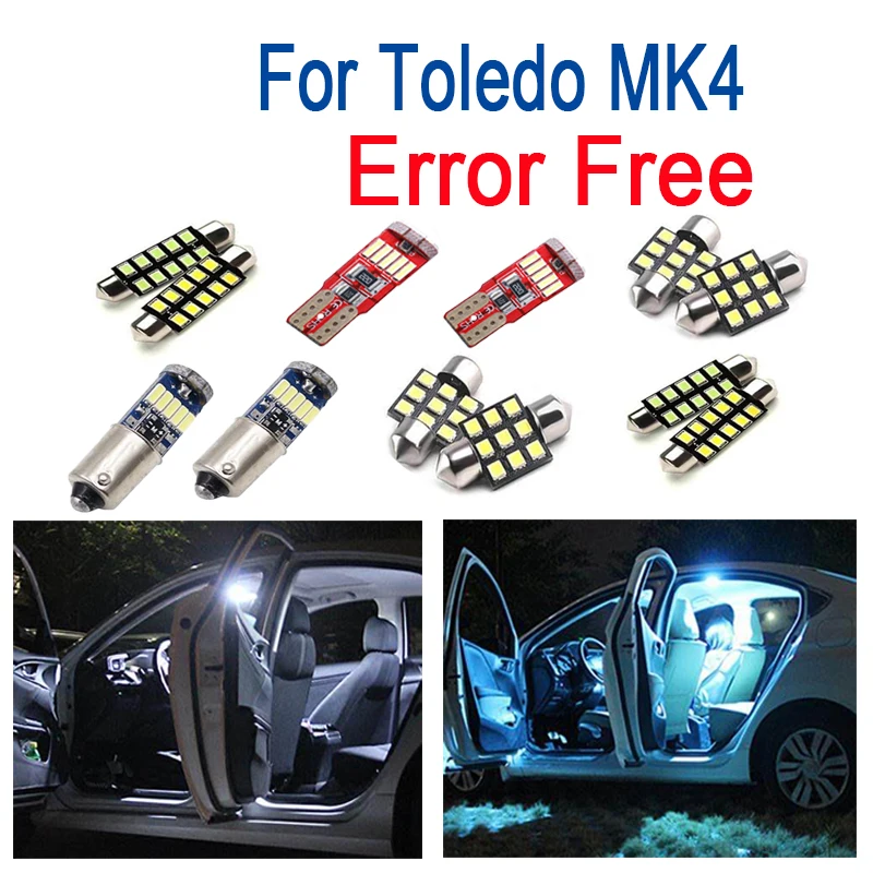 

11pcs LED License plate lamp + Interior dome map Lights bulb kit for Seat Accessories for Toledo 4 IV MK4 KG 3 (2013-2017)