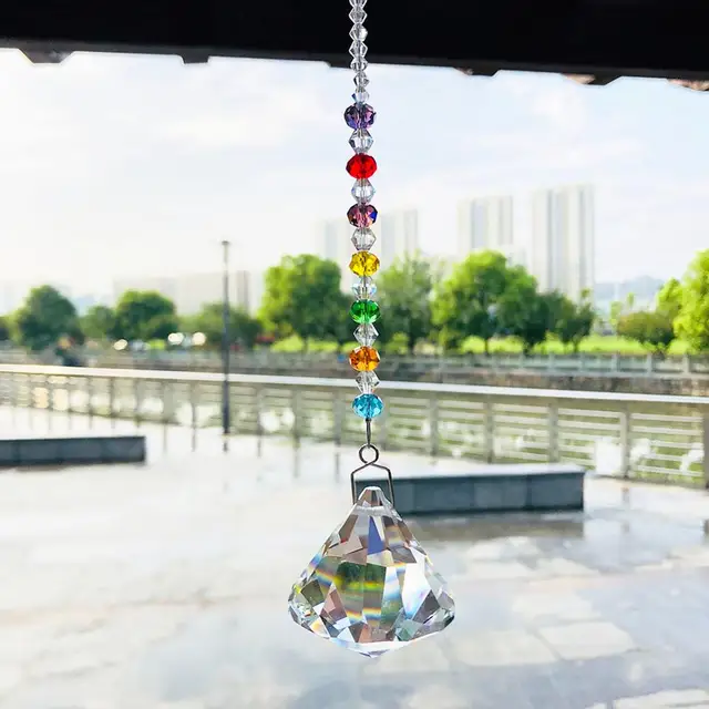 40 Mm -Es Kristályprizmák Ablakokat Lógó Üveg Medál Fengshui Gyógyító Napsütő Csakra Szivárványkészítő Hálószoba Kert Dekoráció - Image 5