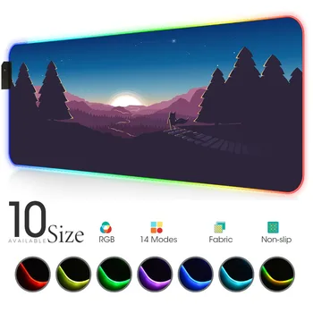 

Landscape Minimalist RGB Mouse Pad Black Gamer Accessories Large LED MousePad XL Gaming Desk MatsPC Desk Play Mat with Backlit