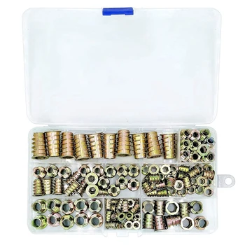 

HTHL-120 Piece Metric Thread Insert Nut Type Tool Kit For Wood Furniture Zinc Alloy Furniture Bolt Fastener Connector Hex Socket