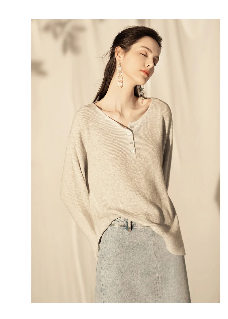 LZJN 2019 New Women Sweater Button Round Neck Women Basic Loose Knitted Pullover Women Sweaters And Pullovers Knit Jumper (18)