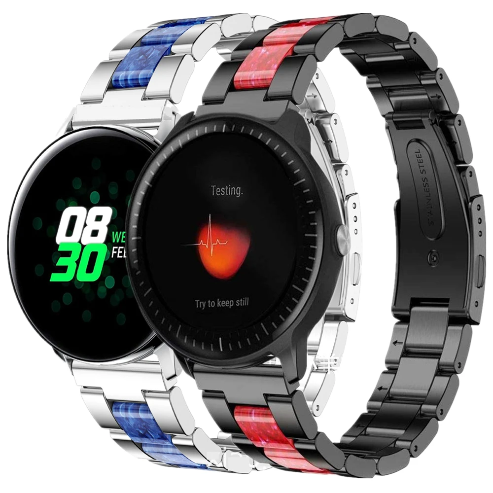 20 мм ремешок для Galaxy Watch Active 2 полосы/Ticwatch E/huawei часы 2/Garmin Vivoactive 3 браслет из нержавеющей стали